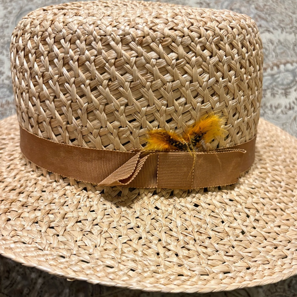 Straw Hat with Ribbon